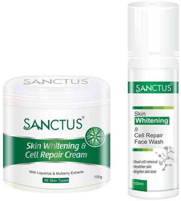 

SANCTUS Skin Whitening & Cell Repair Cream AND Skin Whitening & Cell Repair Face Wash Combo (100gm + 100ml)(Set of 2)