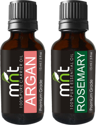 MNT Combo Argan Cold Pressed Carrier Oil and Rosemary Essential Oil (Each 15ML)(Set of 2)