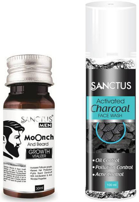 

SANCTUS Activated CHARCOAL Face Wash AND Moonch & Beard GROWTH VITALIZER Combo (100ml + 30ml)(Set of 2)
