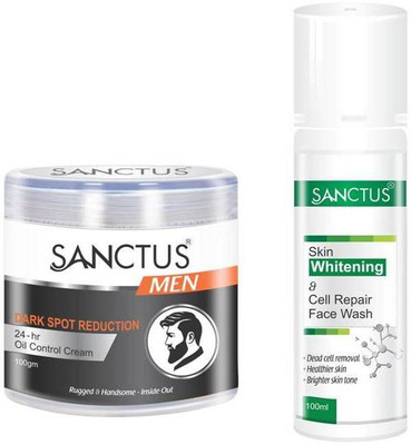 

SANCTUS Dark Spot Reduction 24-hr Oil Control Cream For Men & Skin Whitening & Cell Repair Face Wash Combo (100gm + 100ml)(Set of 2)