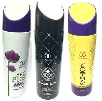 

Arochem Pds , BlackJack & Fashion Deodorant Spray - For Men & Women(600 ml, Pack of 3)