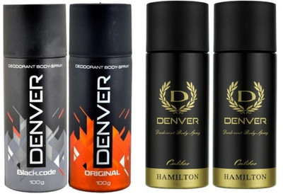 

Denver Black Code & Original , Two Caliber Deodorant Spray - For Men(600 ml, Pack of 4)