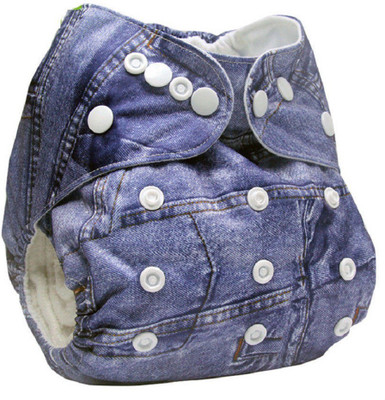

Baby Shopiieee Washable Baby Diaper Waterproof Cloth Diaper Cover Denim print Baby Diapers Reusable Nappy With 1 Pcs Microfiber Insert Pad - XL