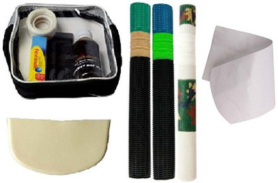 

SG Combo of Four- One Bat Care Kit, One Bat Toe Guard, one cricket bat Face Cover, And Cricket Bat Grip (Pack of 3) Cricket Kit