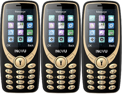 

Inovu A9 Pack of Three Mobiles(Black & Gold)