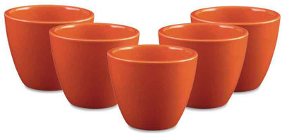 

YELLOW TABLE Combo of 5 Mini Ceramic Flower Pot in Cheerful Orange, (Height 3 inch); Pot for Living Room / Table Top / Indoor Plants / Artificial Flowers / Garden D�cor Plant Container Set (Pack of 5, Ceramic) Plant Container Set(Pack of 5, Ceramic)