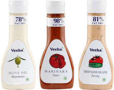 

veeba Combo Pack of Olive Oil Mayonnaise, Marinara Pasta and Pizza Sauce & Thousand Island Dressing Sauces(900 g)