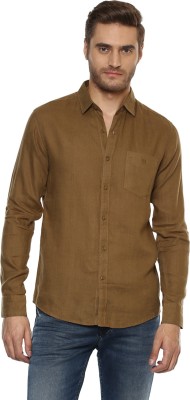 Mufti Men Solid Casual Khaki Shirt