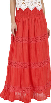 

Svt Ada Collections Printed Women's Regular Red Skirt