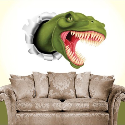 AH Decals 65 cm Home Décor 3D Dinosaur Roaring Wall Sticker for Kids Room (65 cm x 50 cm) Removable Sticker(Pack of 1)