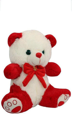 

Fun & Joy Very Cute Red & White Teddy Bear With Bow Tie - 35 cm(Red, White)