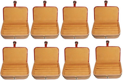 

shivanshshine 8 Pieces Velvet Case Women /Men Ring Box And Earring Storage Travelling Folder Vanity Box Jewellery Storage Vanity Box(Maroon, Gold)