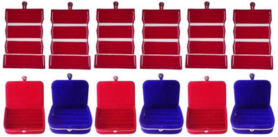 

shivanshshine 12 Pieces Velvet Case Women /Men Ring Box And Earring Storage Travelling Folder Jewellery Vanity Box Jewellery Storage Jewellery Storage Vanity Box(Maroon, Blue)