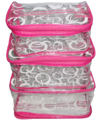 

shivanshshine cosmetic bag bridal organizer jewellry srorage makeup kits 3 pc sets(Pink) makeup kits Vanity Box(Pink)