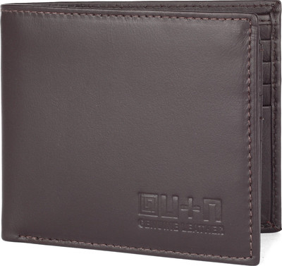 

U+N Men Brown Genuine Leather Wallet(12 Card Slots)