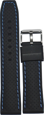 

Kolet Dotted Blue Stitched 22DO 22 mm Silicone Watch Strap(Black)