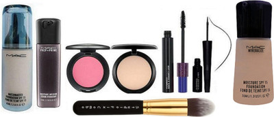 

Studio Fix Combo Make Brush&Studio Fix Compact,Mac Haute&Naughty mascara Double Effect&Liquid Last Eyeliner&Mac Pink Shade Blusher&Mineralize&Matchmaster Foundation7MAC Prep + Prime Moisture Infusion Serum Hydratant 50ml(Set of 8)