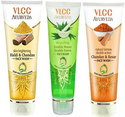 

VLCC Haldi & Chandan face wash 60ml + Double power double neem face wash 60ml + Chandan & Kesar Face wash 60ml Face Wash(180 ml)