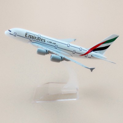 Sage Square 1:300 Emirates Airbus A380-861 Scale Metal Model Aircraft, Highly Detailed Souvenir Model Aircraft Collection Metal Paper Weights  with Glossy(Set Of 1, White)