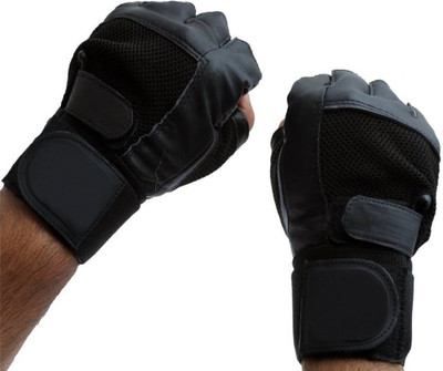

GymWar Leather Gym Gloves With Wrist Support Gym & Fitness Gloves (Free Size, Black)
