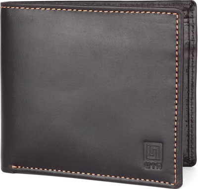 

U+N Men Black Genuine Leather Wallet(4 Card Slots)