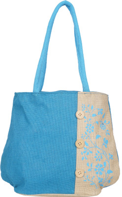 

Empower Trust Tote Bag Wooden Button Multipurpose Bag(Blue, Beige, 10 L)