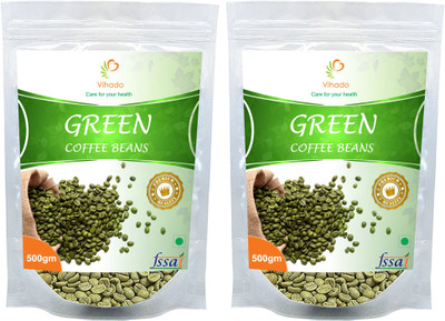 

Vihado Premium Green Coffee Beans / 100% Pure & Natural /2 Pack of 500g (Total 1000g) Instant Coffee 1 kg(Pack of 2, Green Coffee Flavoured)