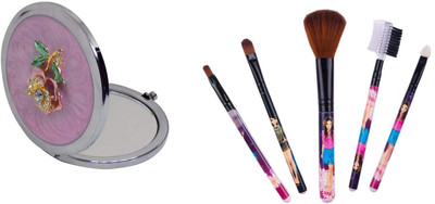 

Majik Makeup Brushes Kit With Mirror For Girls And Women, Multicolor(Set of 6)
