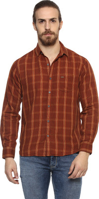 mufti-men-checkered-casual-red-shirt-1