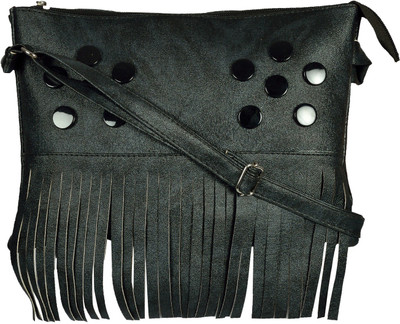 

Liger India Women Casual Black PU Sling Bag