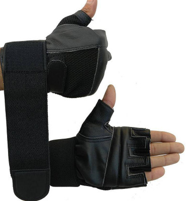 

GymWar High Quality Leather Gym & Fitness Gloves (Free Size, Black)