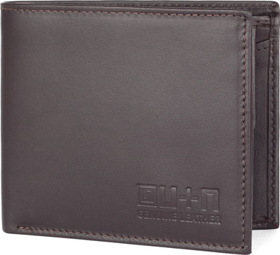 

U+N Men Brown Genuine Leather Wallet(4 Card Slots)