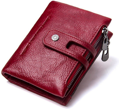 

SPL Men Red Genuine Leather Wallet(9 Card Slots)