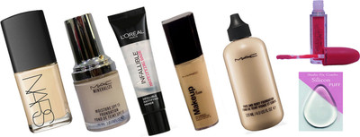 

Studio Fix Combo Silicon Puff & Studio Face and Body,Mineralize Moisture Liquid SPF15,Makeup Pro Longwear,NARS All Day Luminous Liquid Foundation,Giambattista Valli Liquid Lipstick Longlasting(Set of 7)