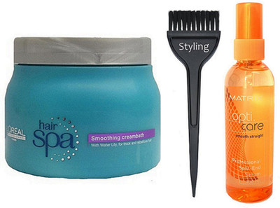 

styling Hair Brush & Loreal smoothing Creambath Spa & Matrix Opticare Smooth Straight Professional Split End Serum(Set of 3)