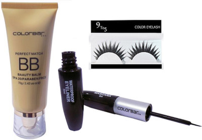 

9 to 5 Eyelashes & Perfect Match foundation With 2 in 1 Liquid Eyeliner & Mascara(Set of 3)