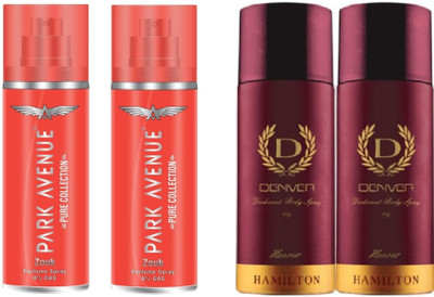 

Denver 2 ZOUK & 2 HONOUR Deodorant Spray - For Men(600 ml, Pack of 4)