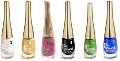 

Blue Heaven pack of 6 sparkling eyeliner (01, 02, 15, 04, 06, 07) 48 ml(gold)