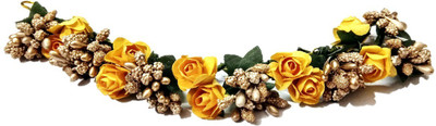 

KANDK KREATION YELLOW AND GOLDEN COLOR FLOWER GAJRA Hair Band(Yellow, Gold)