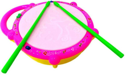 

Prro Musical Flash Drum with 2 Sticks Light Sound Battery Operated Gift Toy for Kids RX-12(Multicolor)