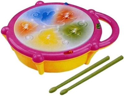 

K Dudes Musical Flash Drum with 2 Sticks Light Sound Battery Operated Gift Toy for Kids KHU-519(Multicolor)
