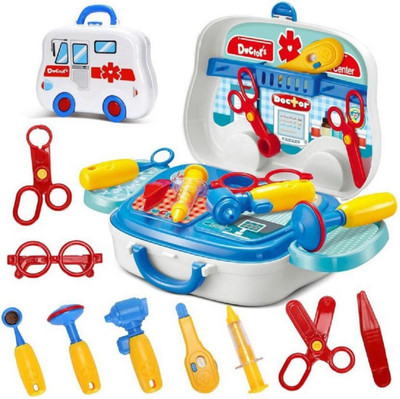 

Amazia Medical Equipment Doctor Play Kit set in Medical Suitcase With Wheels To Play at Home for kidz.