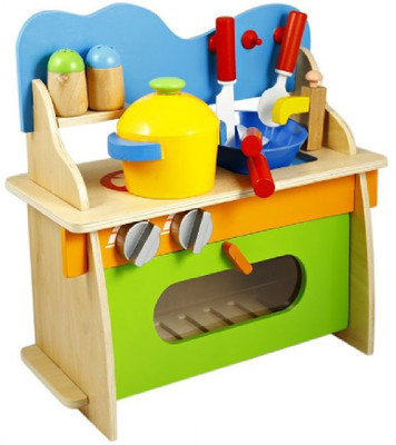 

Emob 3D Assembled Wooden Pretend Play Cooking Kitchen Set Toy with Accessories for Kids