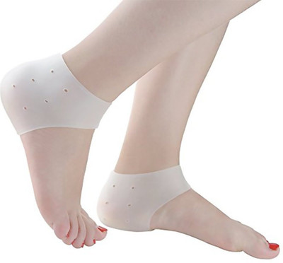 

Baskety Silicone Gel Heel Foot Protector,Plantar Fasciitis Foot Arch Support Ankle Pain Relief Socks(1 Pair i.e 2 PCS Heel Support (Free Size, off white)