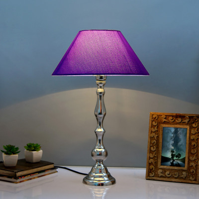 Homesake Teardrop chrome lamp with blue shade Table Lamp(55 cm, Silver)