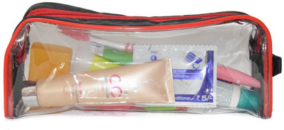 

iShine 1 pc Travel Morning kit Multipurpose Transparent Zipper Pouch for Men & Women Morning Kit Vanity Box(Black)