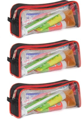 iShine 3 pc Travel Morning kit Multipurpose Transparent Zipper Pouch for Men & Women Morning Kit Vanity Box(Black)
