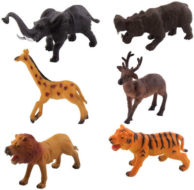 

TINEE Animal Toys Set Educational Resource High Simulation Jungle Animals Figures(Set of 6)(Multicolor)