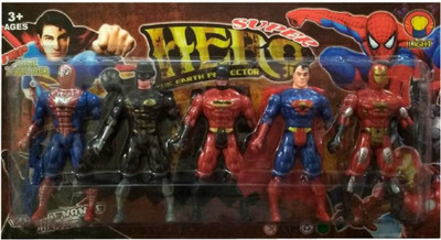 

IndusBay Avengers & DC Super Hero Action Figure Play Set of 5 SuperHeros with Projection Light(Multicolor)