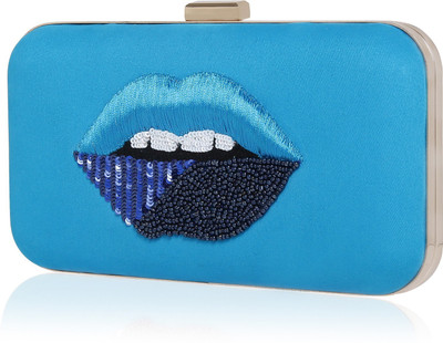 

Bagclan Embroidered clutch Blue Sling Bag(Blue, 2 L)
